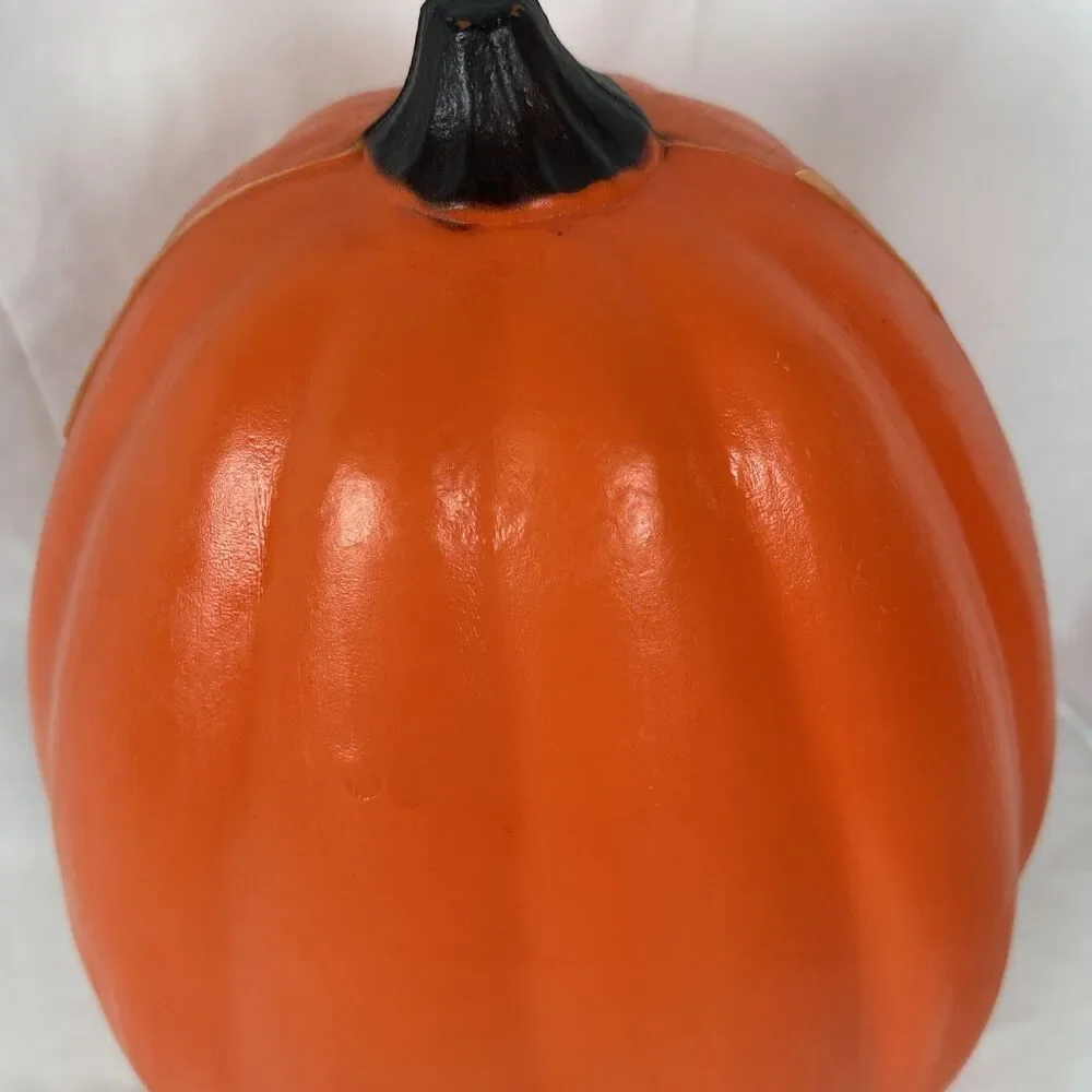 Vintage Pumpkin Halloween Lighted Blow Mold TPI 1991 13” Tall Orange Jack Canada